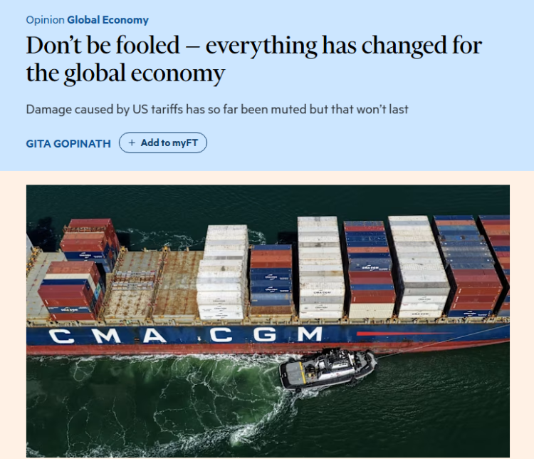 全球媒体聚焦 | 国际货币基金组织前副总裁：全球经济环境已深刻变化 美国关税代价逐步显现_fororder_9534bff9aab0487eb56732d514846510