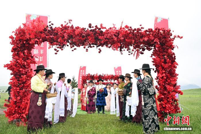 数十对新人在甘肃甘南草原喜结连理