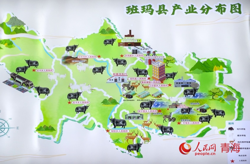 班玛县乡村振兴产业分布图。人民网记者 甘海琼摄