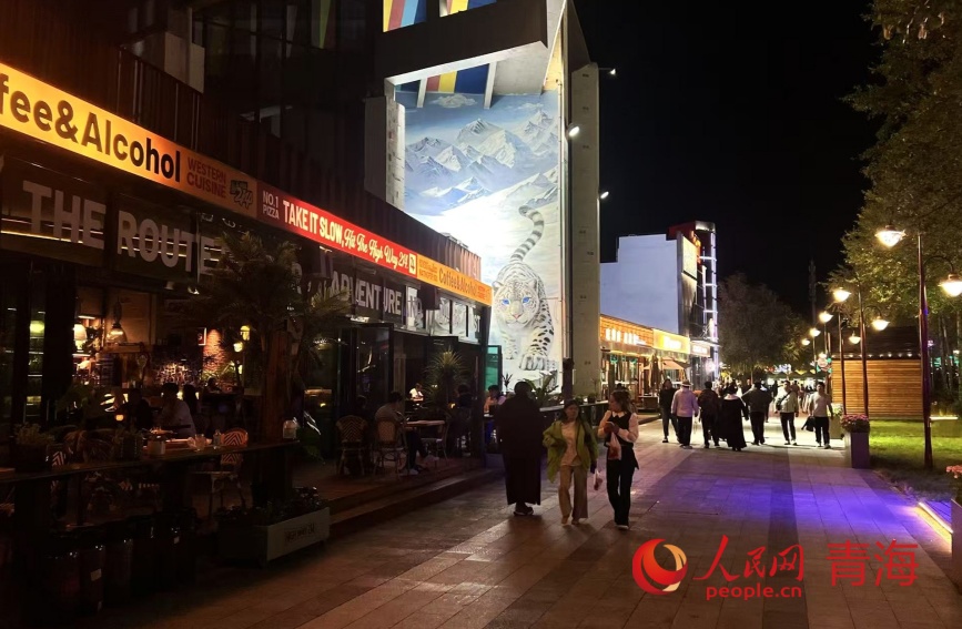 夜晚的玉树街头。人民网记者 甘海琼摄